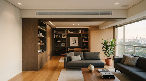 Sistema moderno de climatização perfeitamente integrado ao ambiente contemporâneo